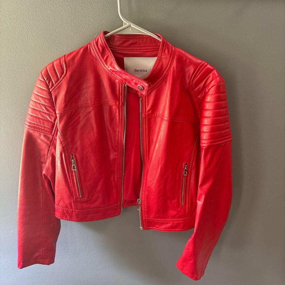 Red leather jacket